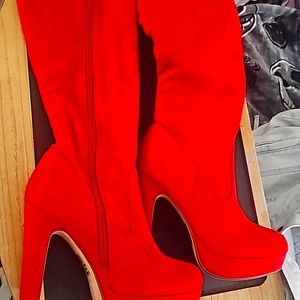 Candy Red suede boots